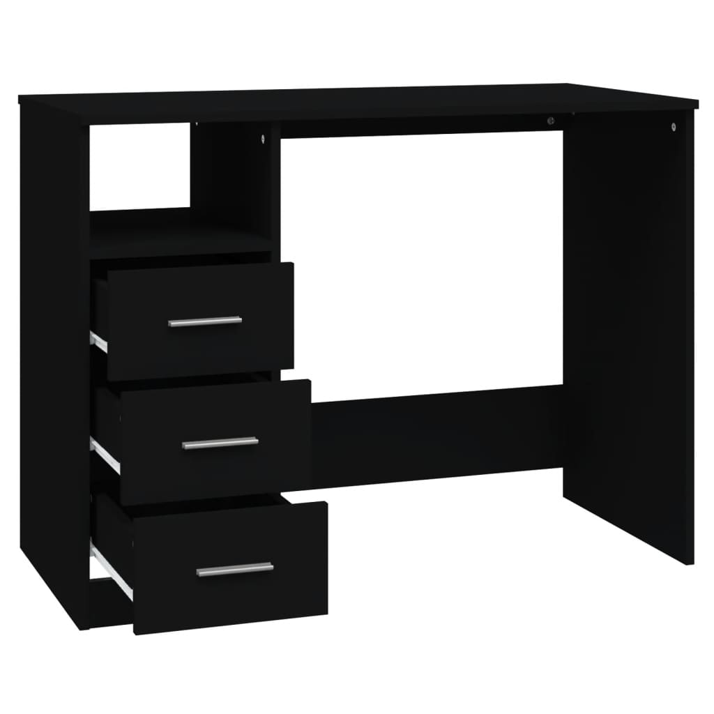 Bureau avec tiroirs Noir 102x50x76 cm Bois d'ingénierie - XIOS