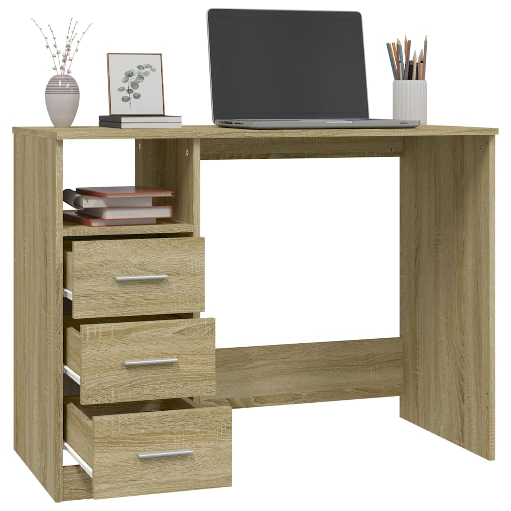 Bureau avec tiroirs Chêne sonoma 102x50x76 cm Bois d'ingénierie - XIOS