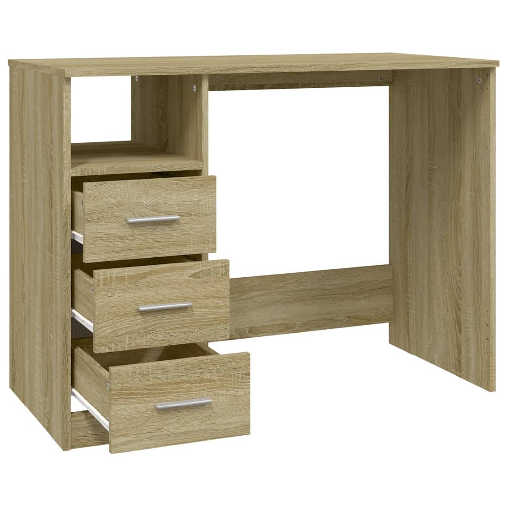 Bureau avec tiroirs Chêne sonoma 102x50x76 cm Bois d'ingénierie - XIOS