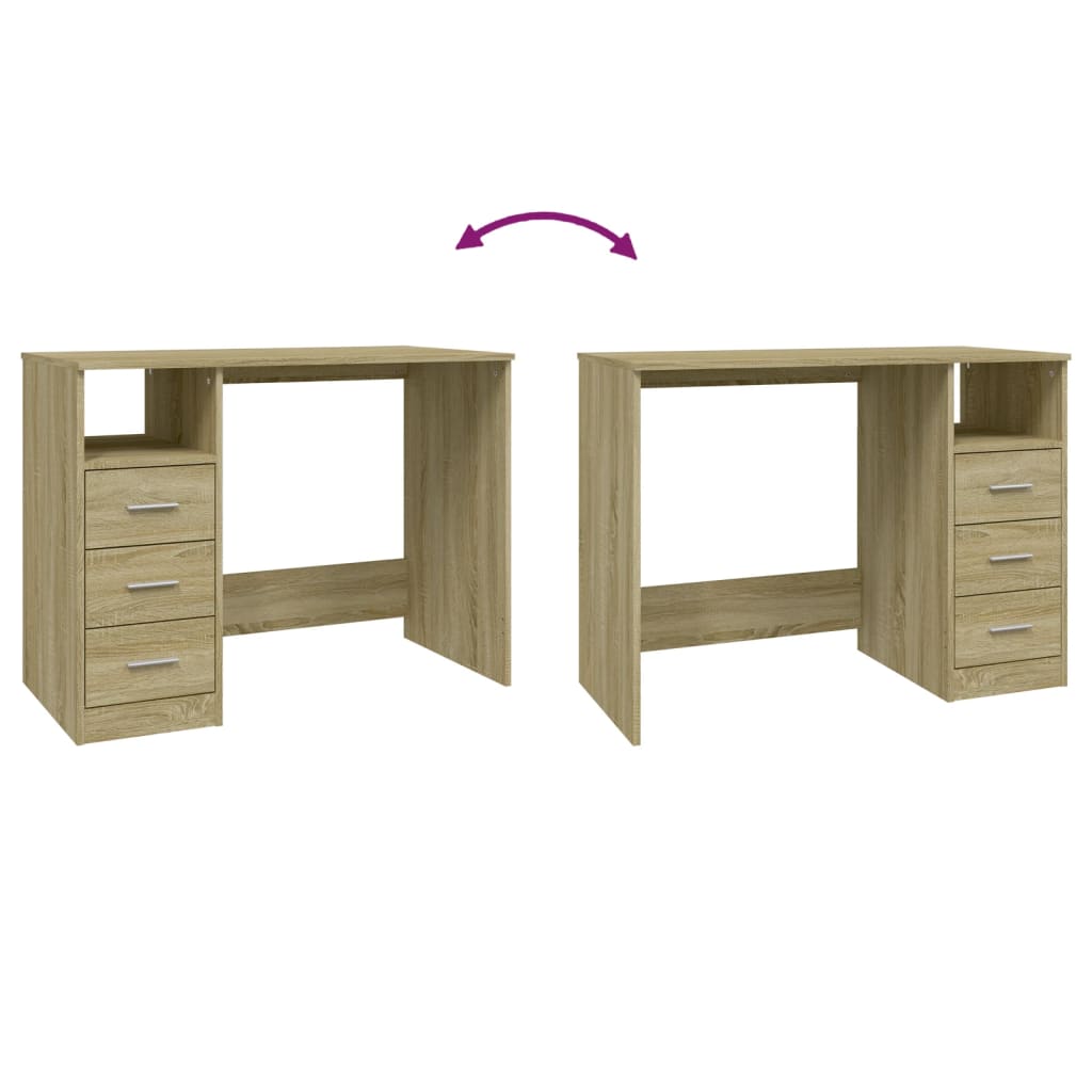 Bureau avec tiroirs Chêne sonoma 102x50x76 cm Bois d'ingénierie - XIOS