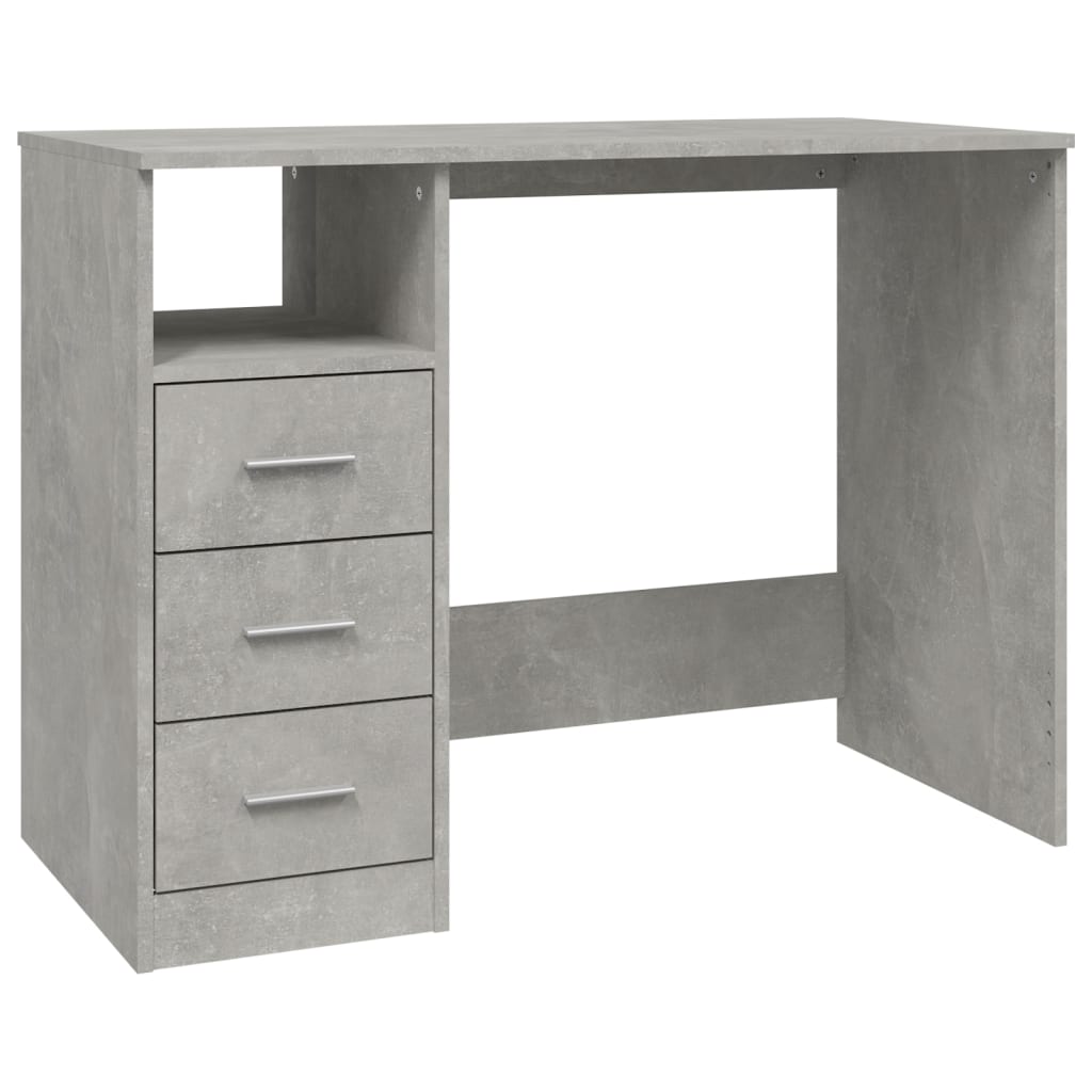 Bureau avec tiroirs Gris béton 102x50x76 cm Bois d'ingénierie - XIOS