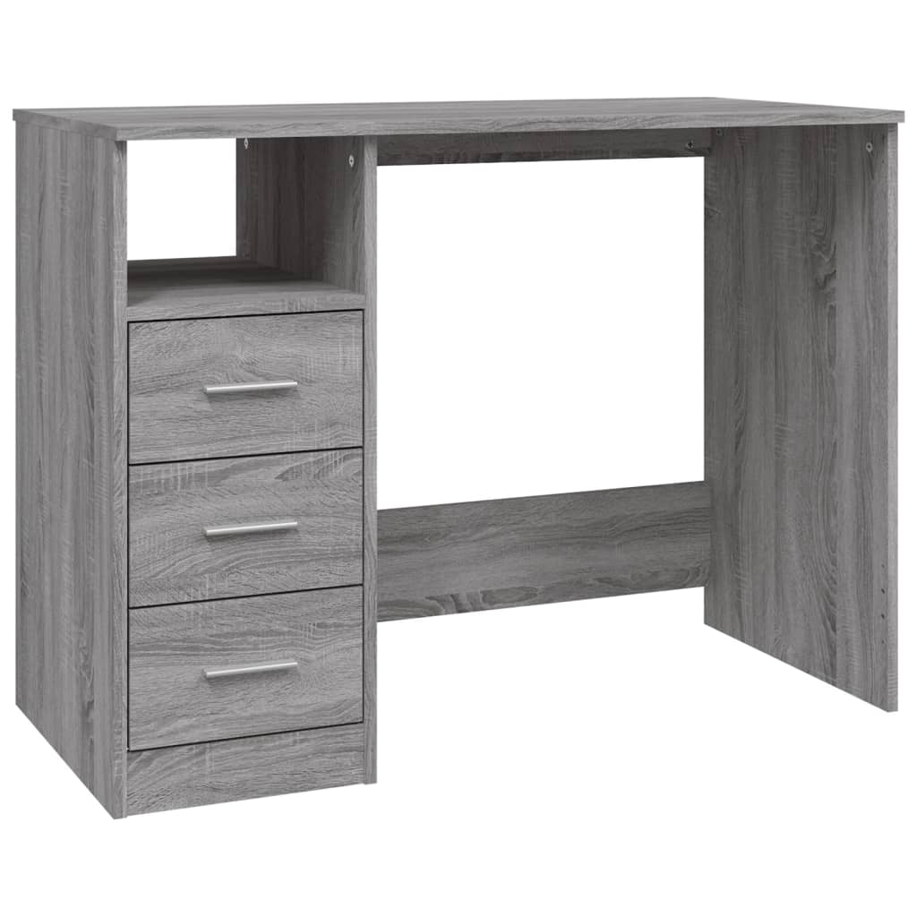 Bureau avec tiroirs Sonoma gris 102x50x76 cm Bois d'ingénierie - XIOS