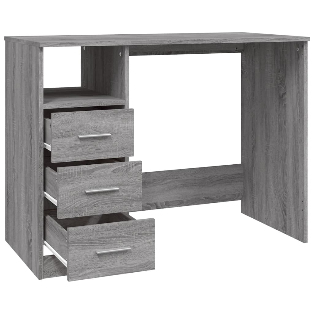 Bureau avec tiroirs Sonoma gris 102x50x76 cm Bois d'ingénierie - XIOS