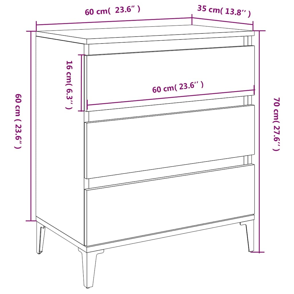 Buffet Sonoma gris 60x35x70 cm Bois d'ingénierie - XIOS