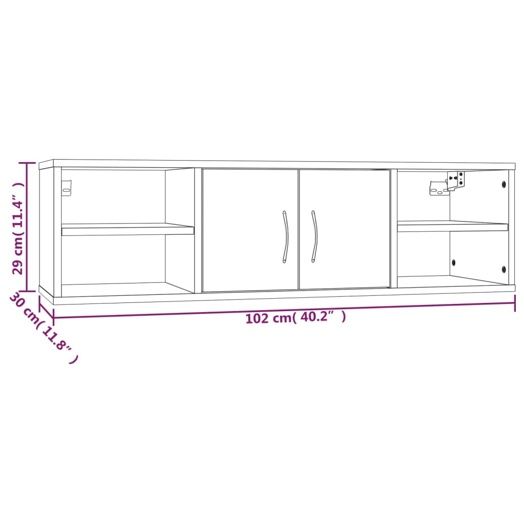 Étagère murale chêne fumé 102x30x29 cm bois d'ingénierie