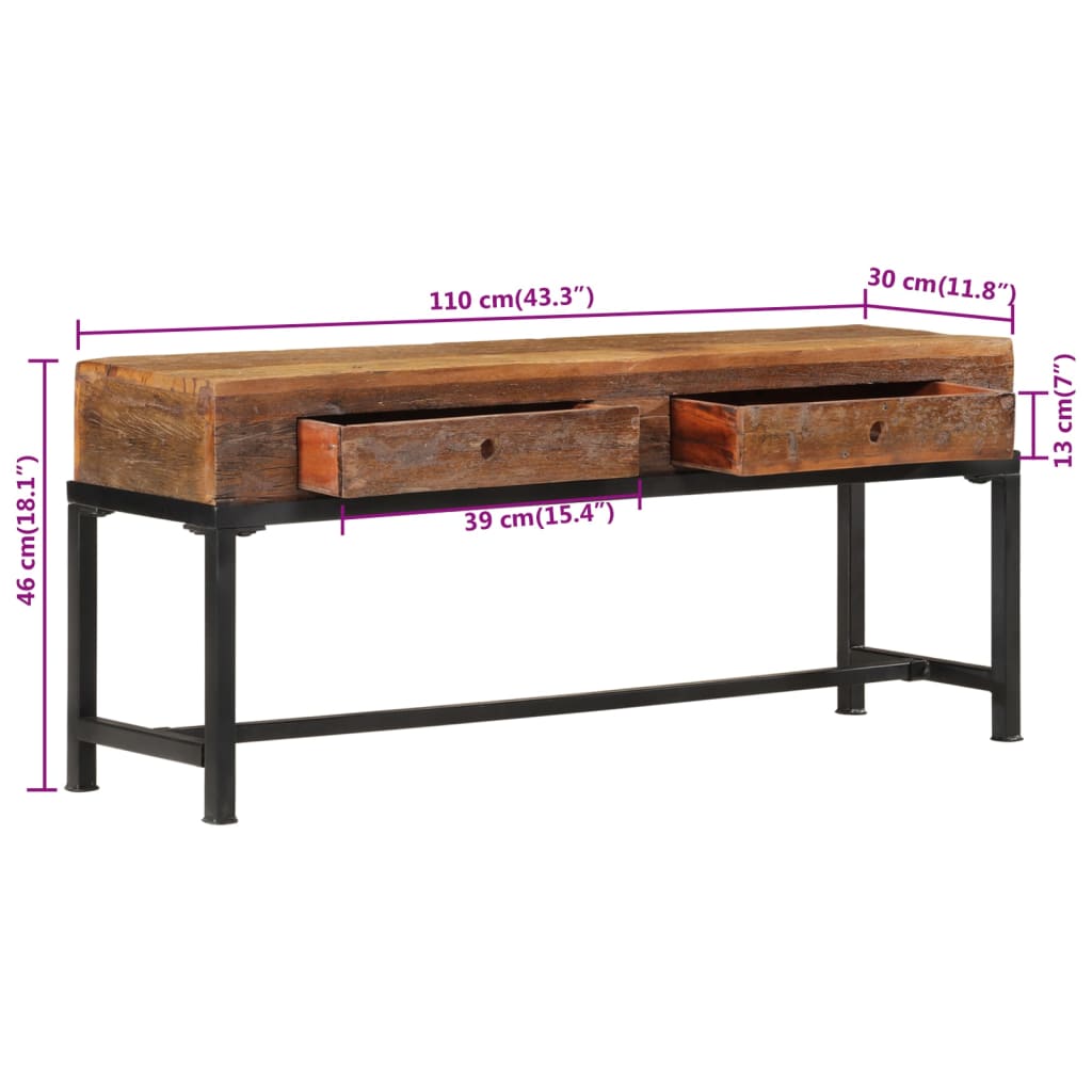 Meuble TV 110x30x46 cm bois massif de récupération - XIOS