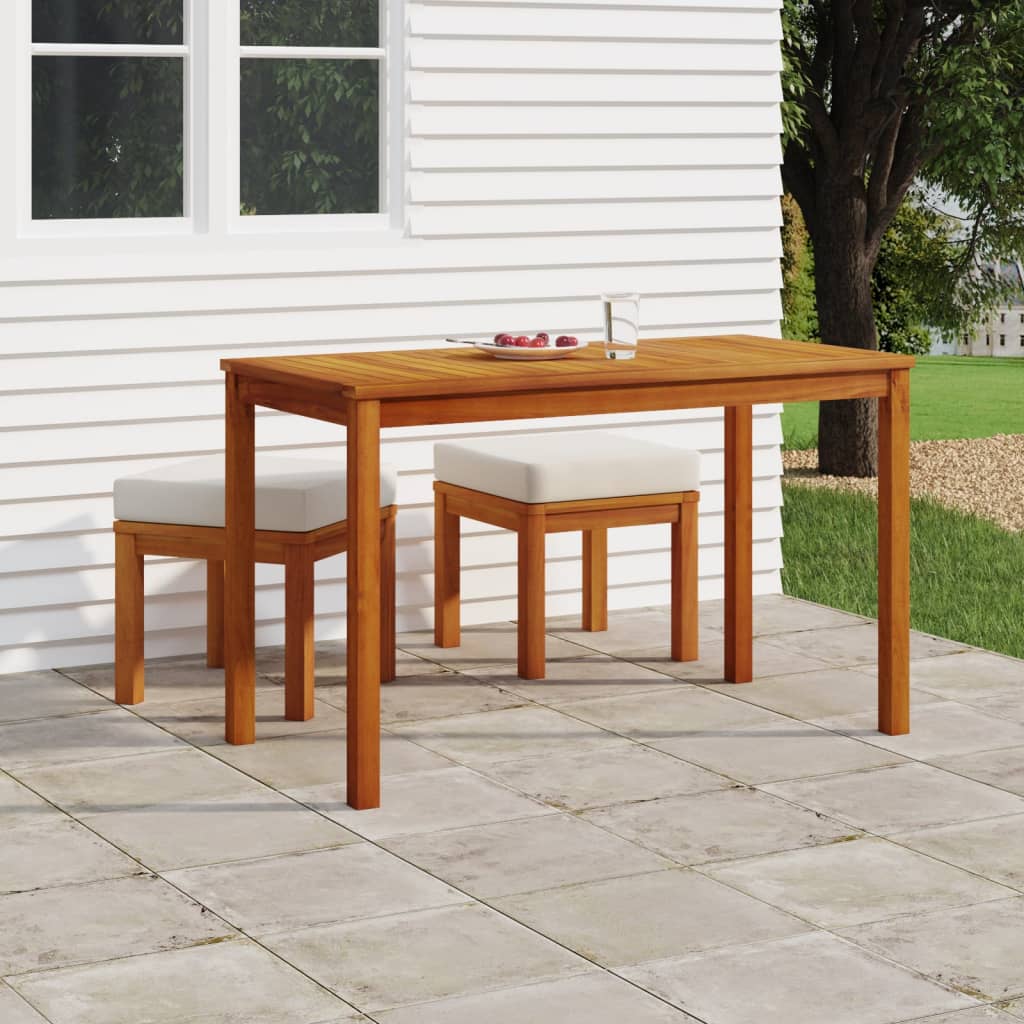 Ensemble à manger de jardin 3 pcs et coussins Acacia solide