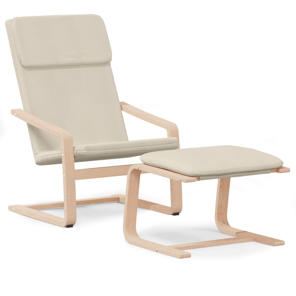 Chaise de relaxation avec repose-pied Crème Tissu - XIOS