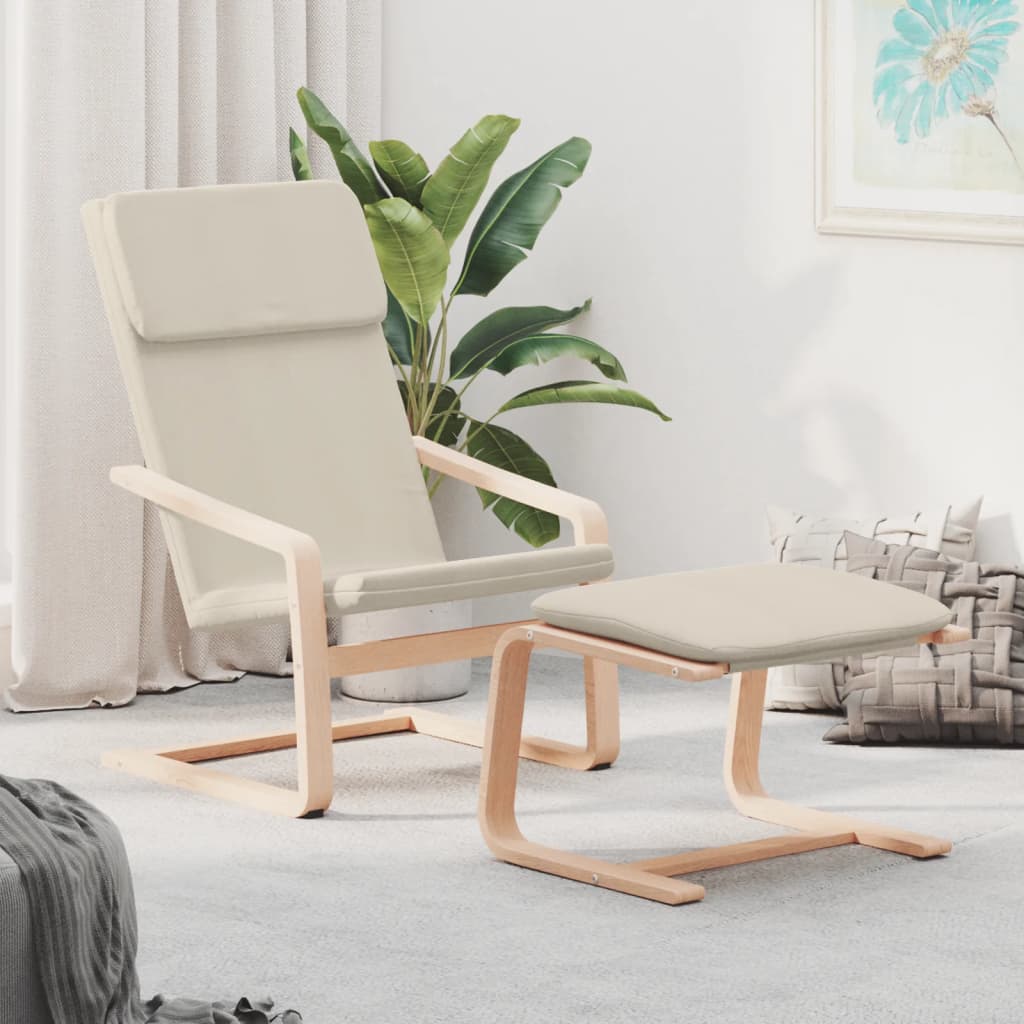 Chaise de relaxation avec repose-pied Crème Tissu - XIOS