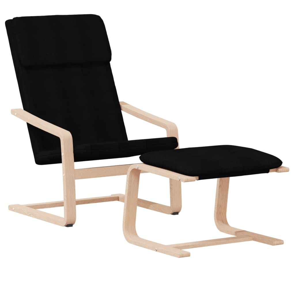 Chaise de relaxation avec repose-pied Noir Tissu - XIOS