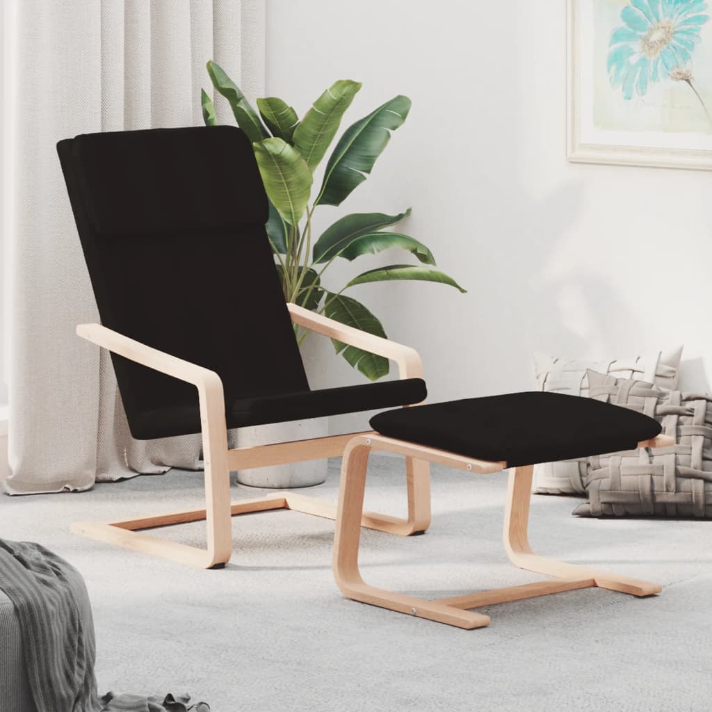 Chaise de relaxation avec repose-pied Noir Tissu - XIOS