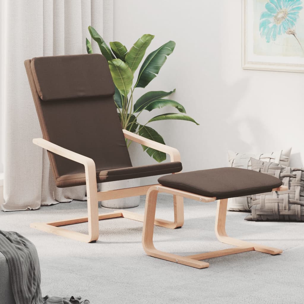 Chaise de relaxation avec repose-pied Marron foncé Tissu - XIOS