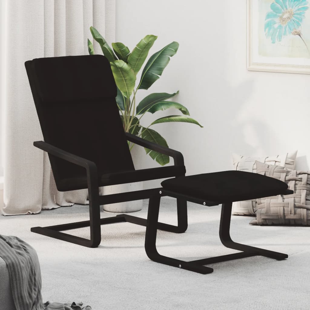 Chaise de relaxation avec repose-pied Noir Tissu - XIOS