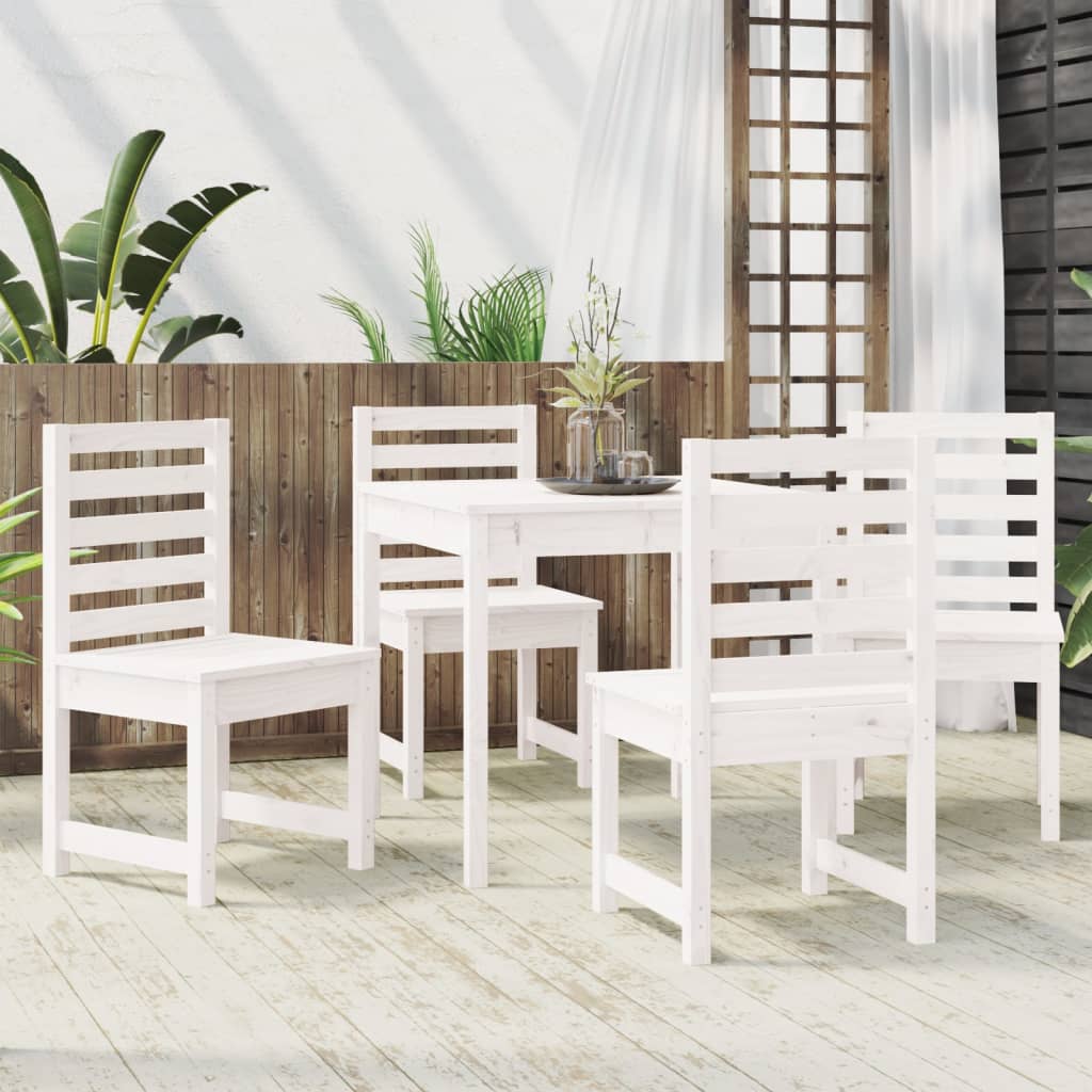 Ensemble à manger de jardin 5 pcs blanc bois massif de pin