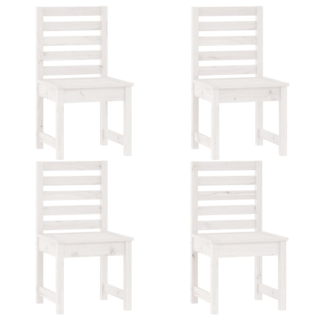 Ensemble à manger de jardin 5 pcs blanc bois massif de pin