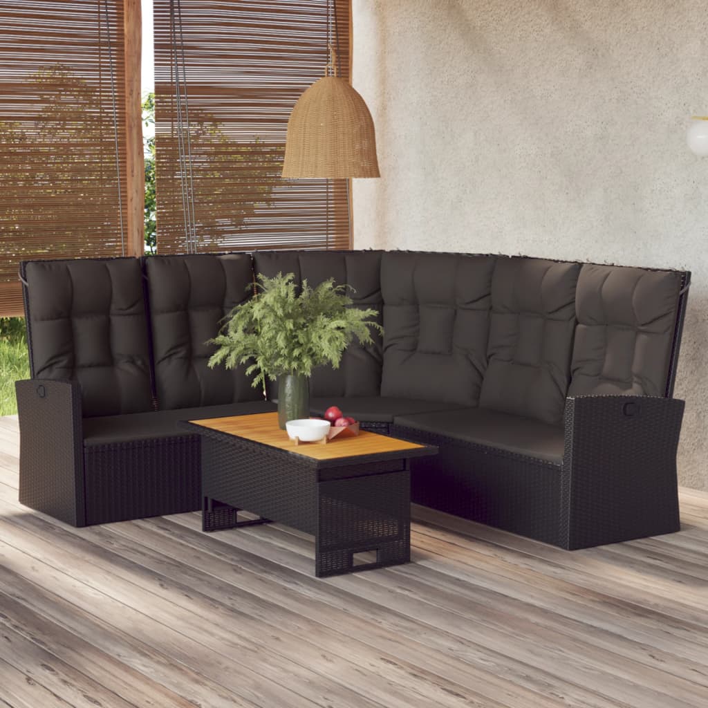 Salon de jardin 2 pcs avec coussins Noir Résine tressée - XIOS