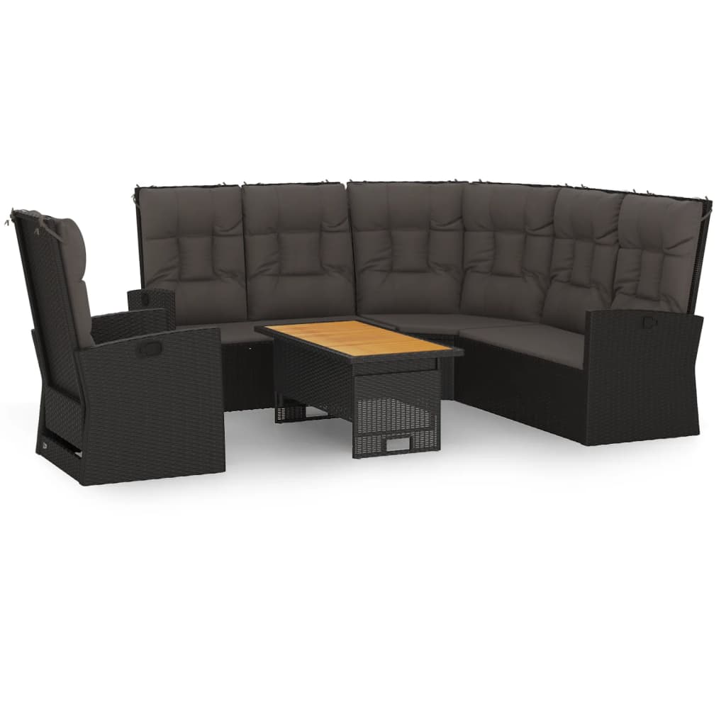 Salon de jardin 3 pcs avec coussins Noir Résine tressée - XIOS