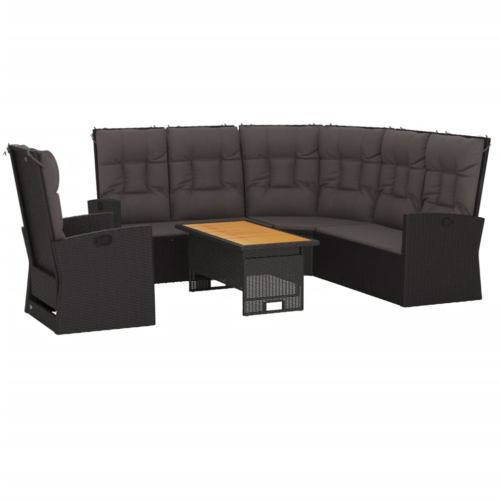 Salon de jardin 3 pcs avec coussins Noir Résine tressée - XIOS