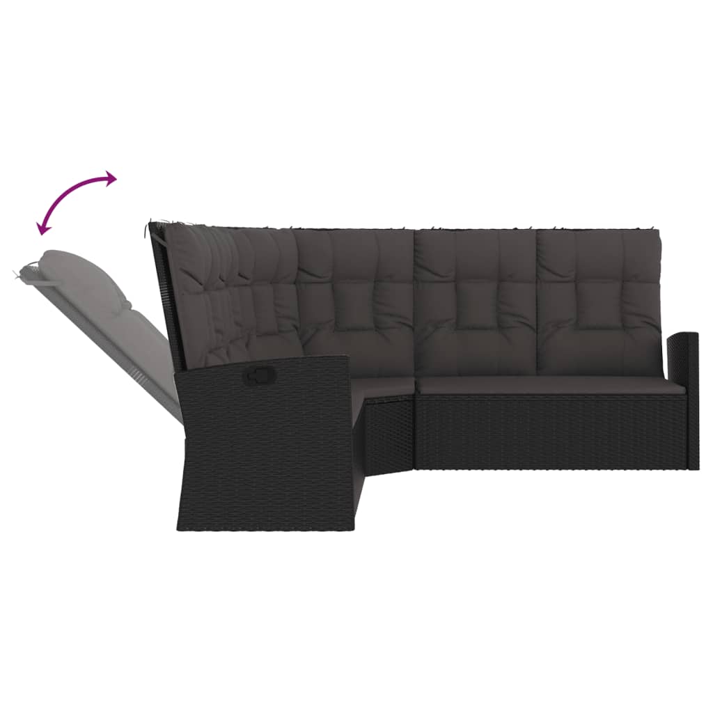 Salon de jardin 3 pcs avec coussins Noir Résine tressée - XIOS