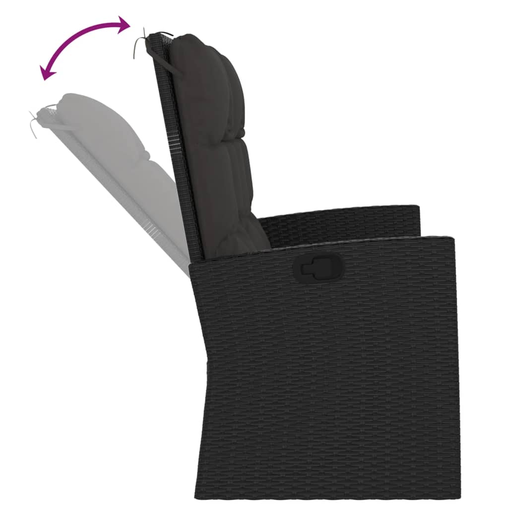 Salon de jardin 3 pcs avec coussins Noir Résine tressée - XIOS
