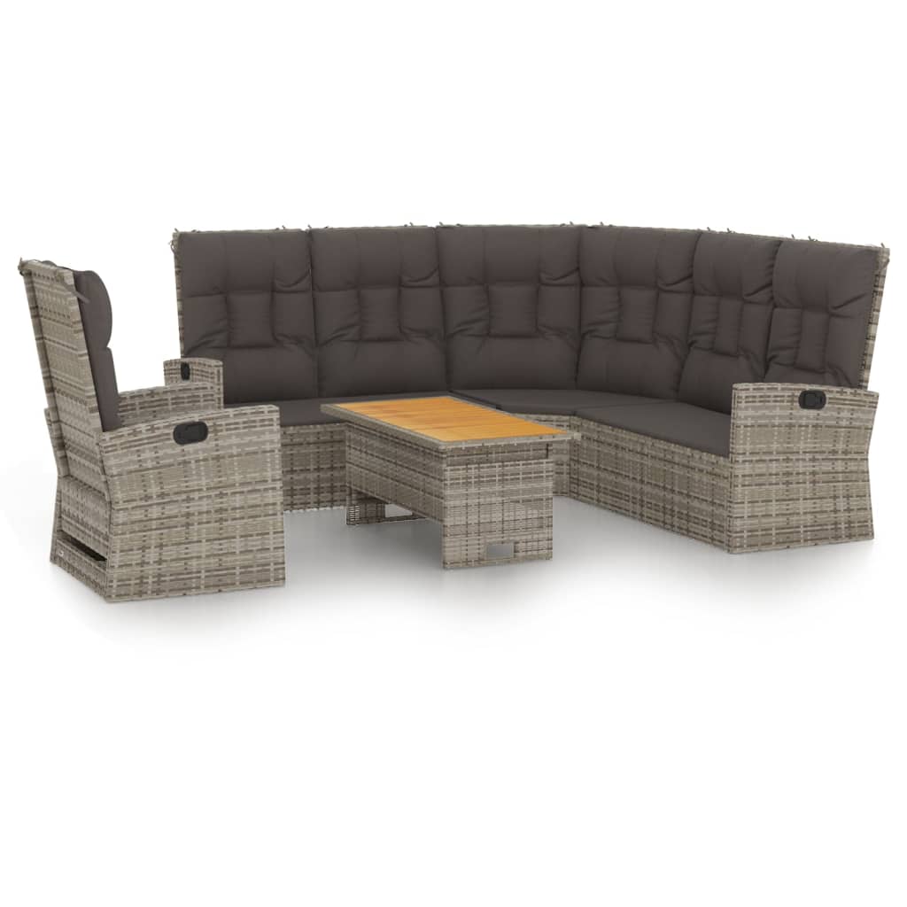 Salon de jardin 3 pcs avec coussins Gris Résine tressée - XIOS