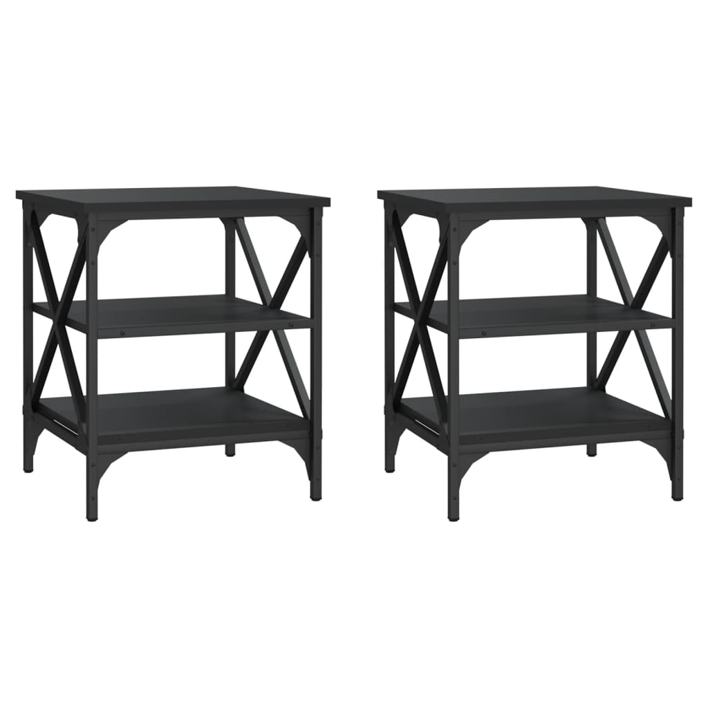 Tables d'appoint 2 pcs Noir 40x42x50 cm Bois d’ingénierie - XIOS