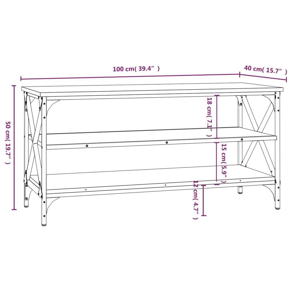 Meuble TV Chêne marron 100x40x50 cm Bois d'ingénierie - XIOS