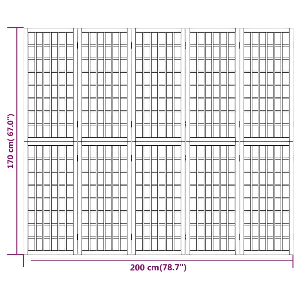 Cloison de séparation pliable 5 panneaux 200x170 cm Noir - XIOS