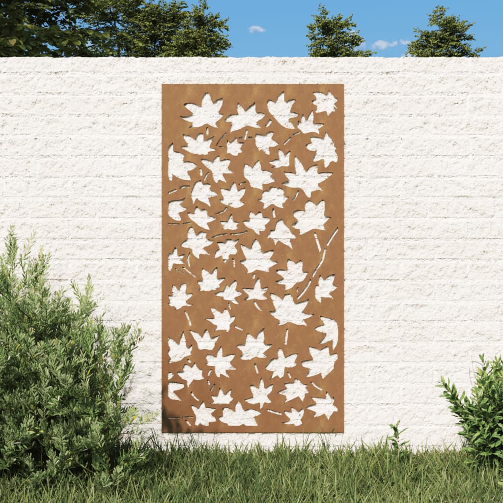 Décoration murale jardin 105x55 cm acier corten design feuille - XIOS