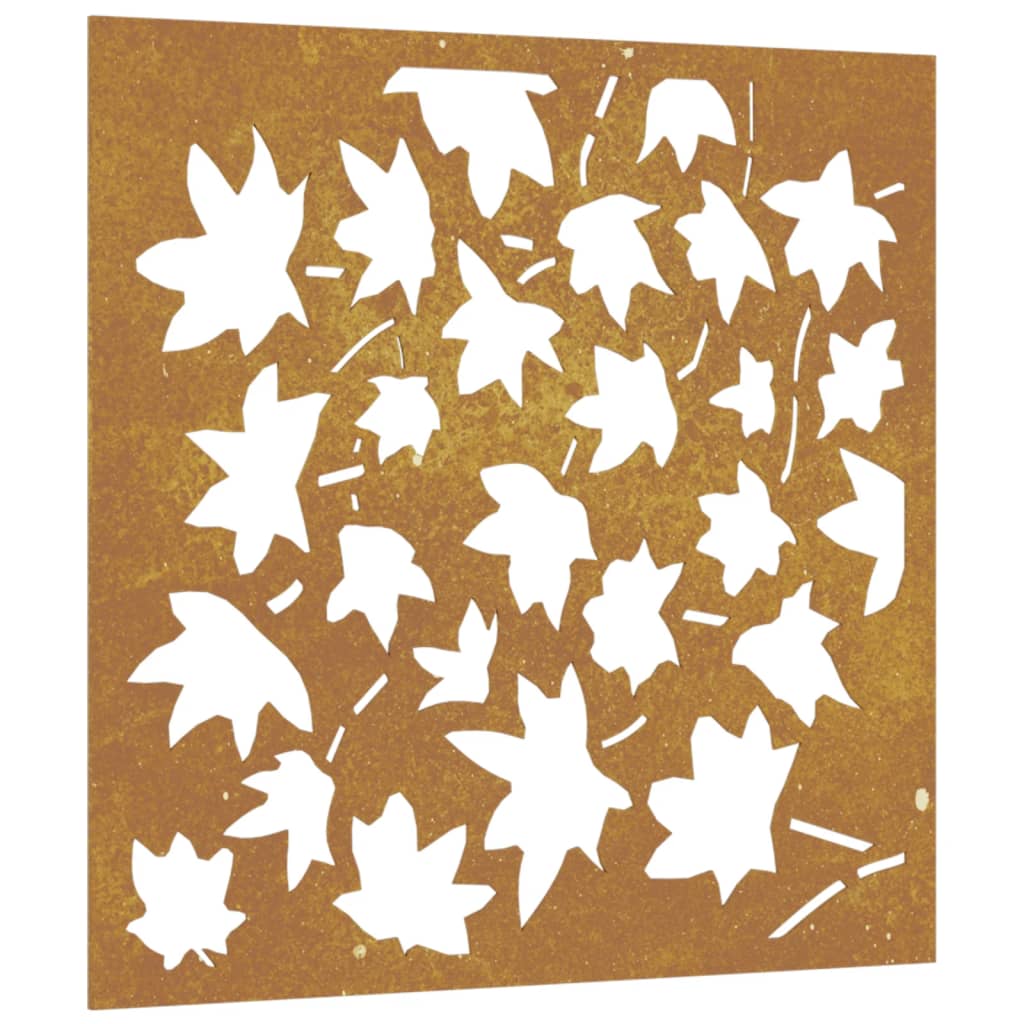 Décoration murale jardin 55x55 cm acier corten design feuille - XIOS