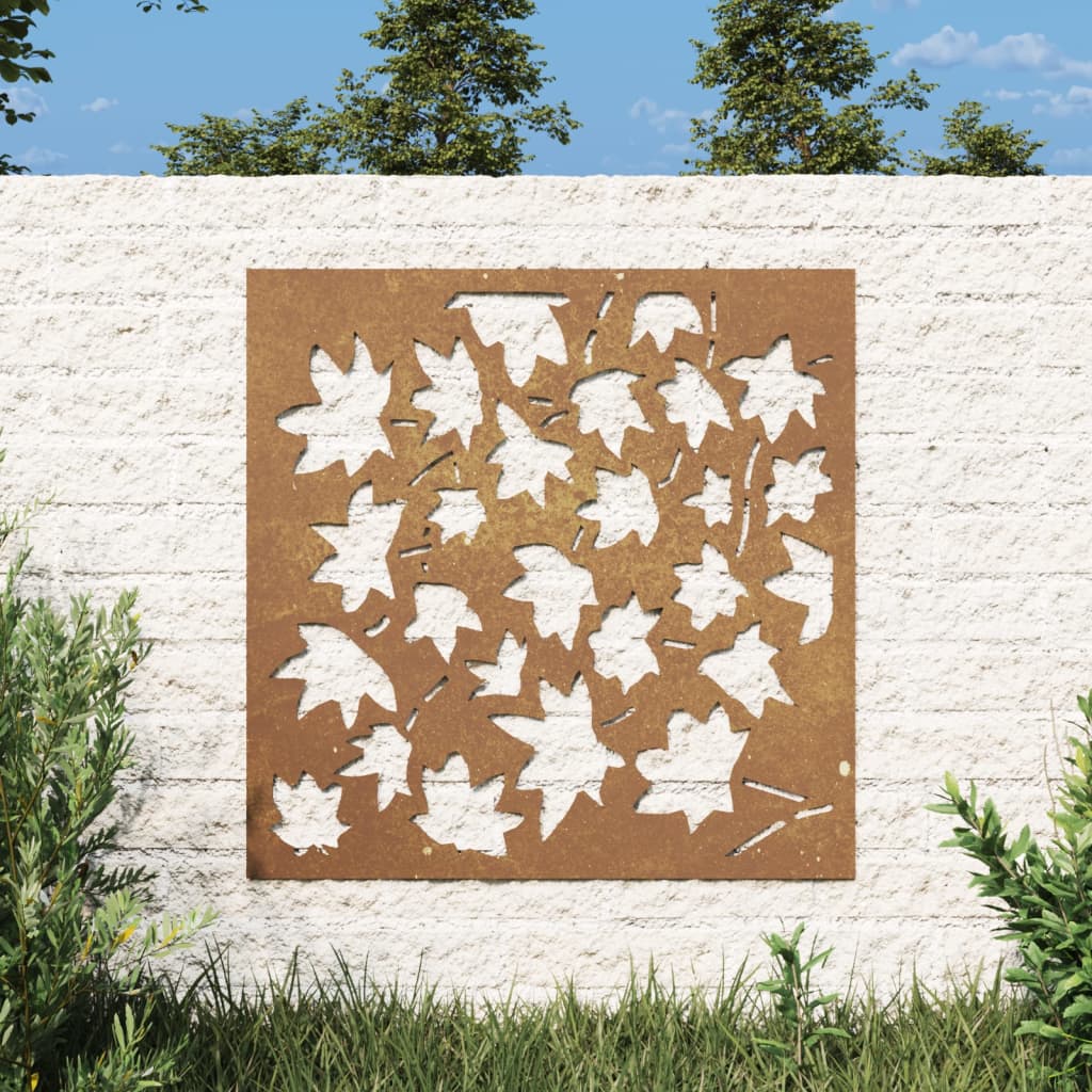 Décoration murale jardin 55x55 cm acier corten design feuille - XIOS