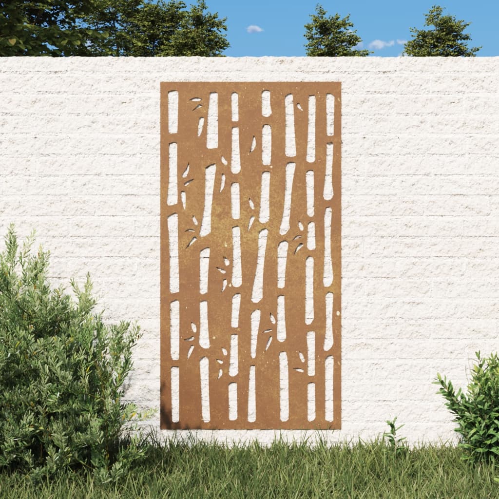 Décoration murale jardin 105x55 cm acier corten design bambou - XIOS