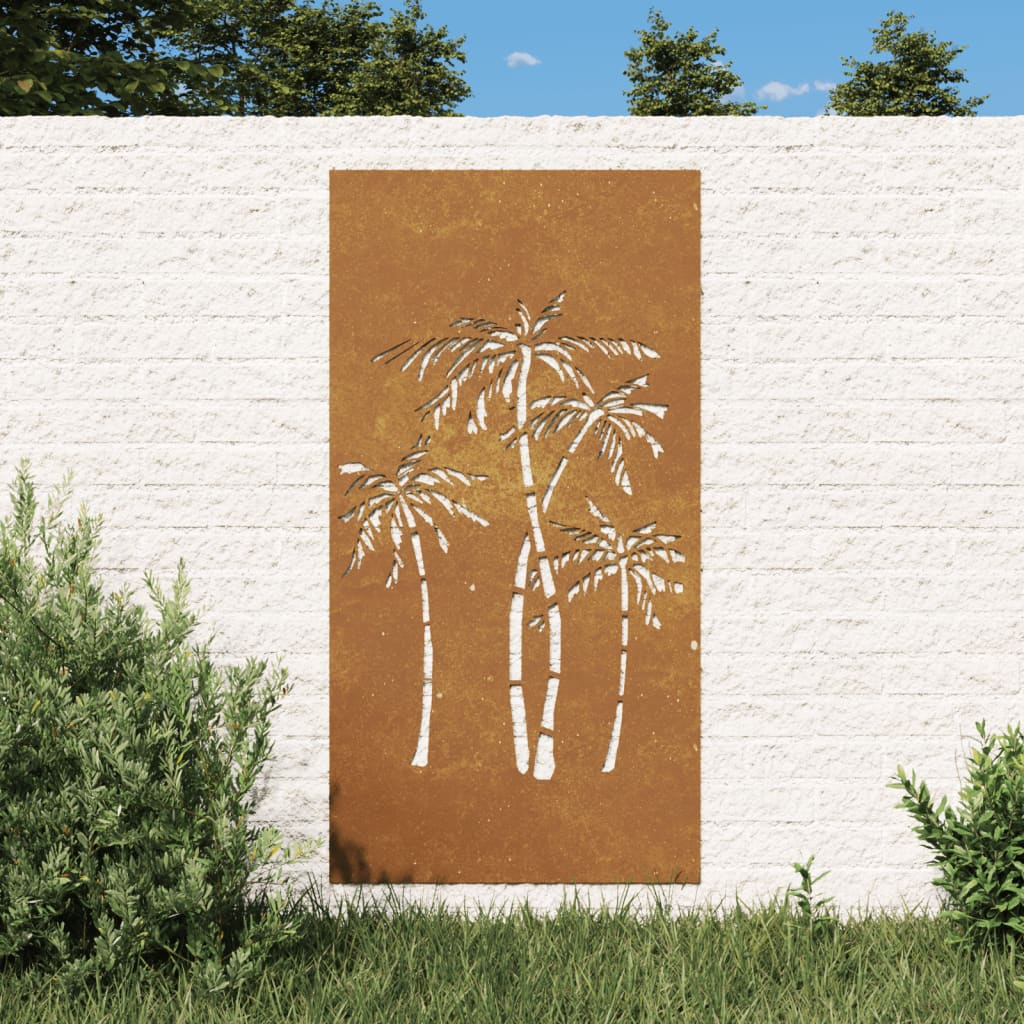 Décoration murale jardin 105x55 cm acier corten design palmier - XIOS