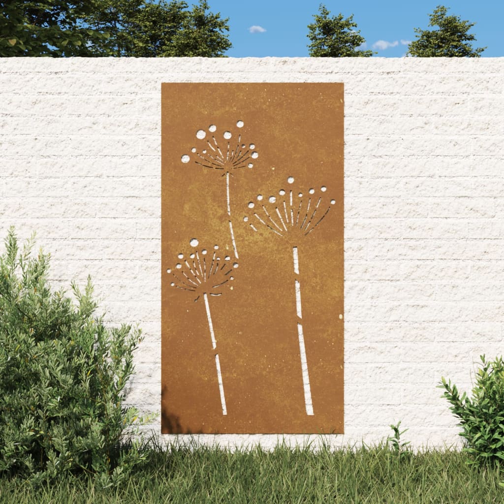 Décoration murale jardin 105x55 cm acier corten design de fleur - XIOS