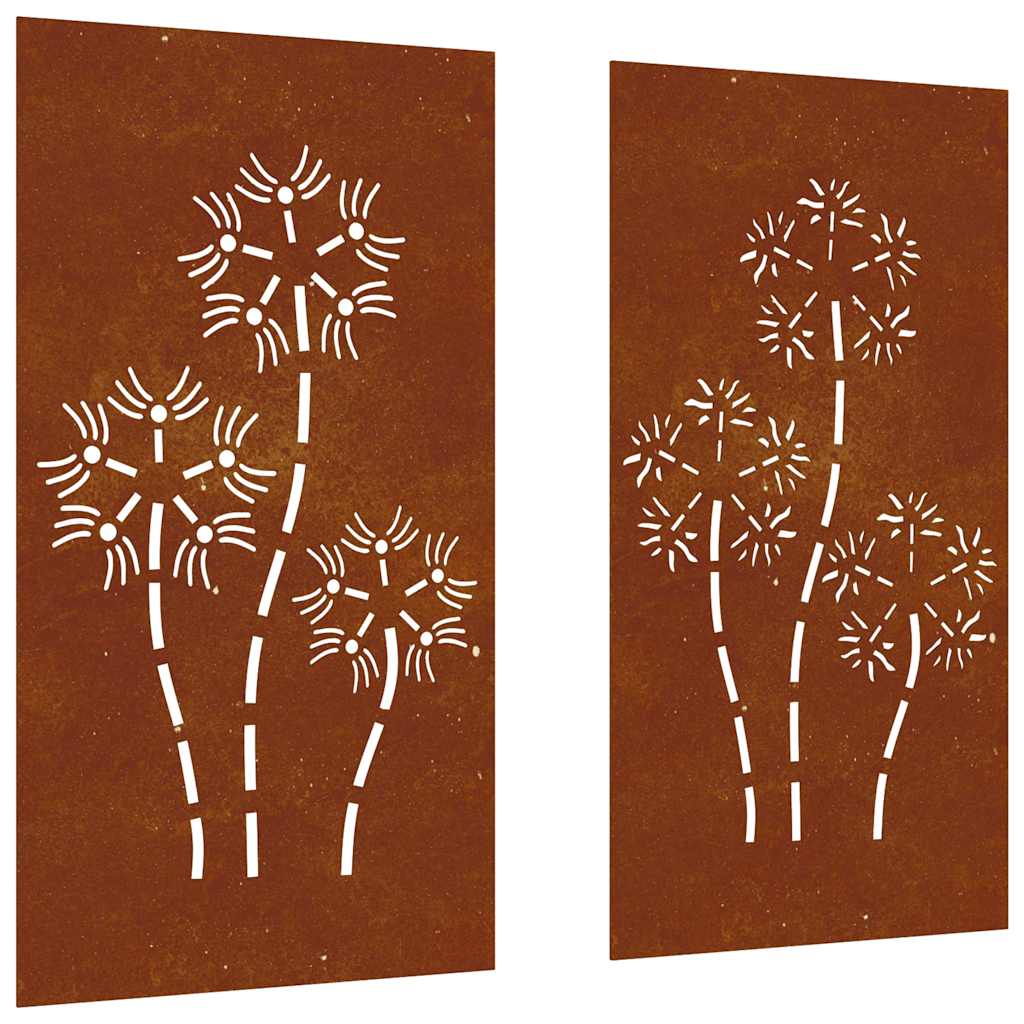 Décorations murales de jardin 2pcs 105x55 cm design de fleur