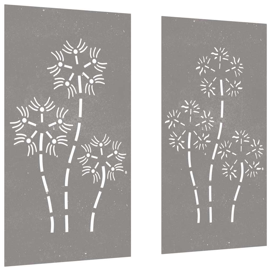 Décorations murales de jardin 2pcs 105x55 cm design de fleur