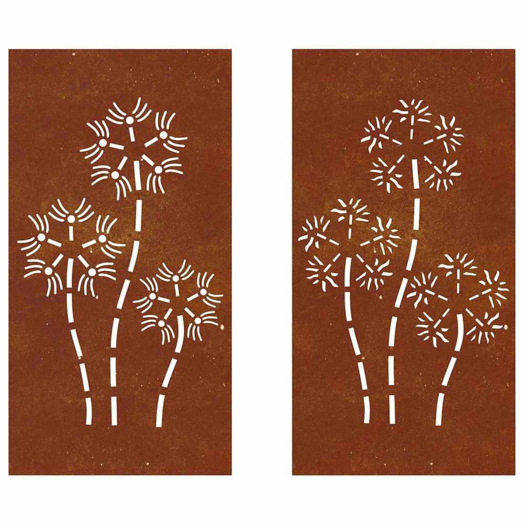Décorations murales de jardin 2pcs 105x55 cm design de fleur