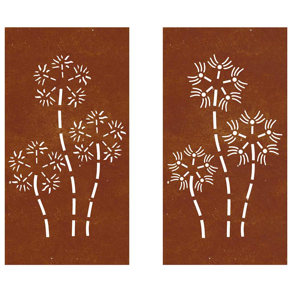 Décorations murales de jardin 2pcs 105x55 cm design de fleur