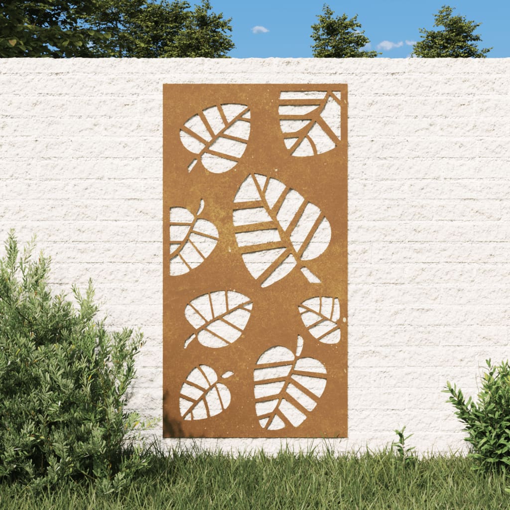 Décoration murale jardin 105x55 cm acier corten design feuille - XIOS