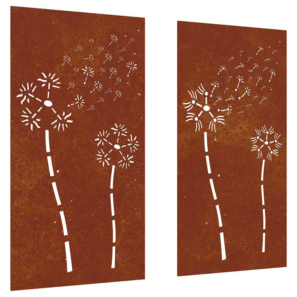 Décorations murales de jardin 2pcs 105x55 cm design de fleur