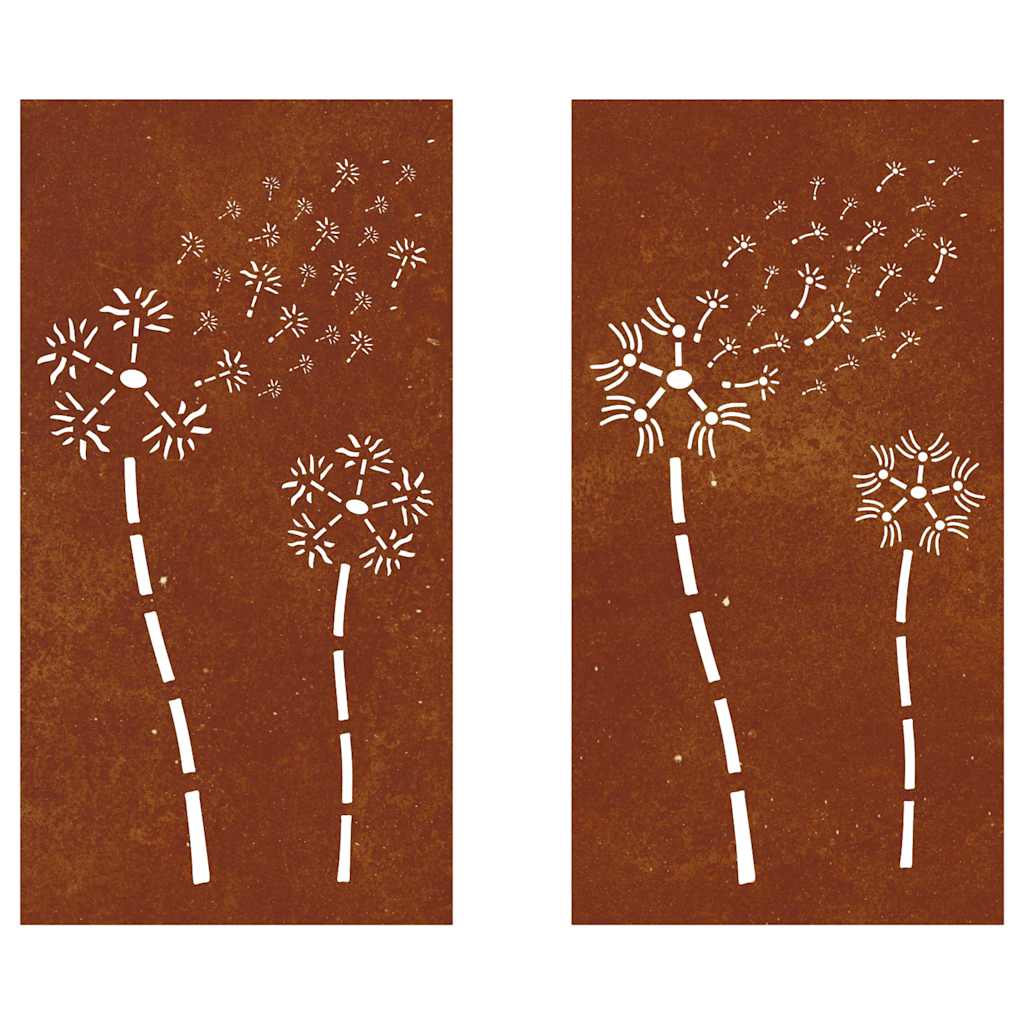 Décorations murales de jardin 2pcs 105x55 cm design de fleur