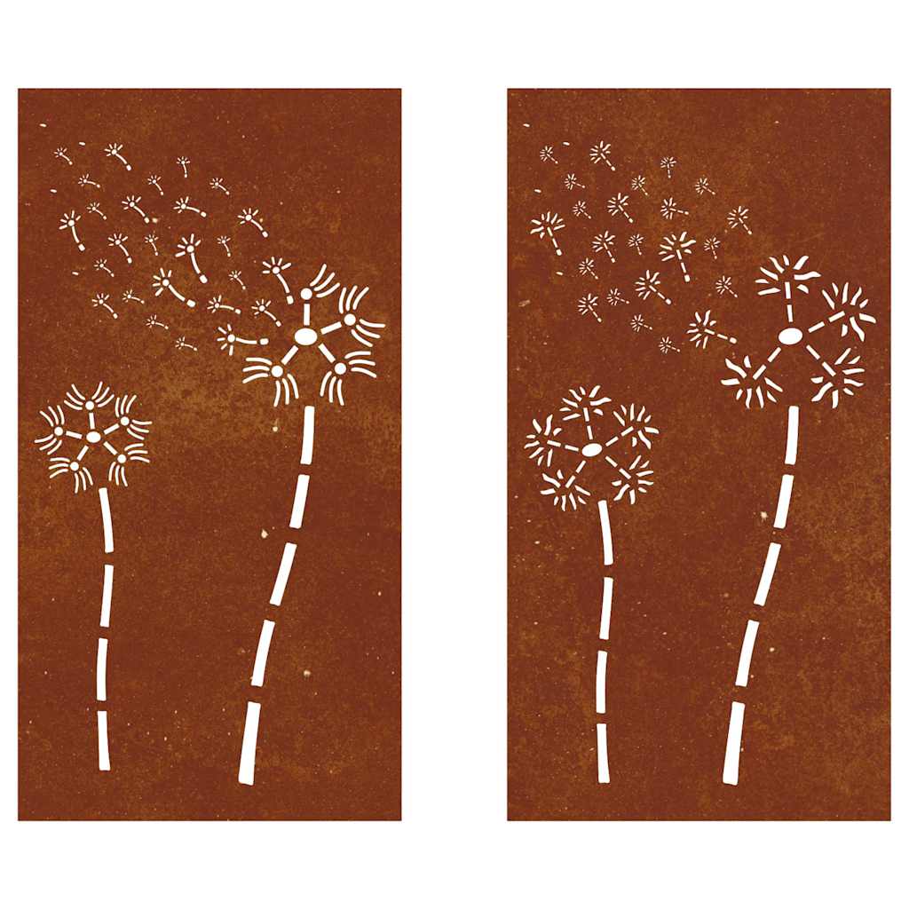 Décorations murales de jardin 2pcs 105x55 cm design de fleur
