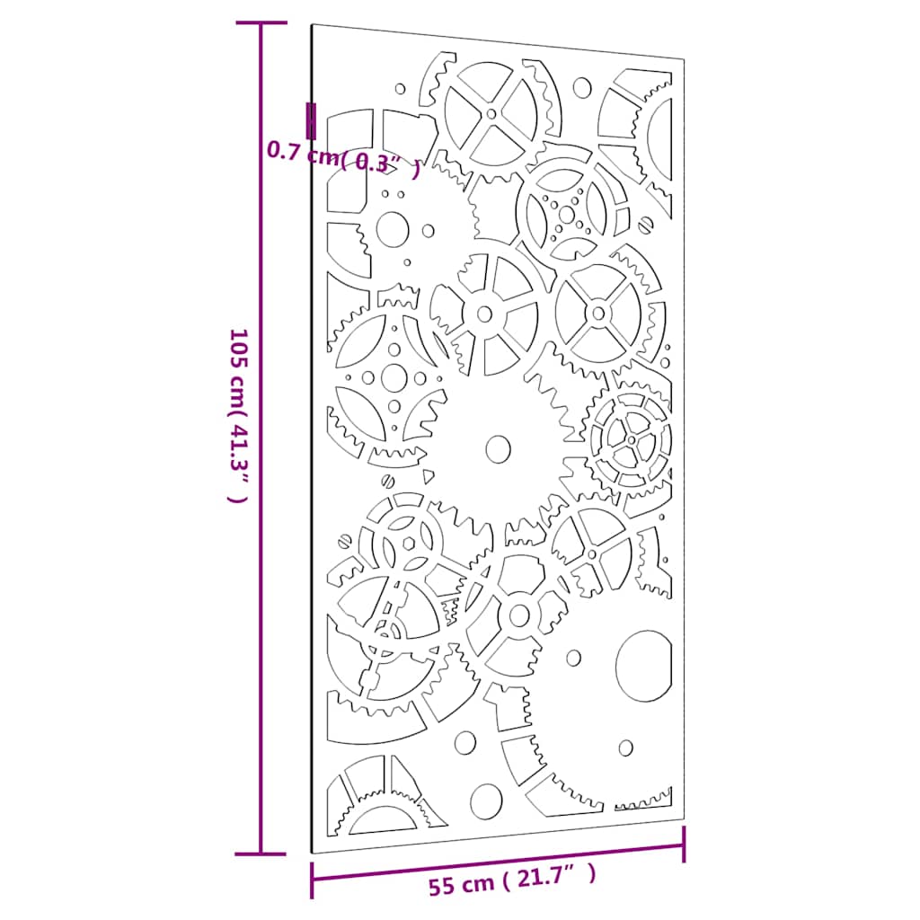 Décoration murale jardin 105x55 cm design de roue dentée