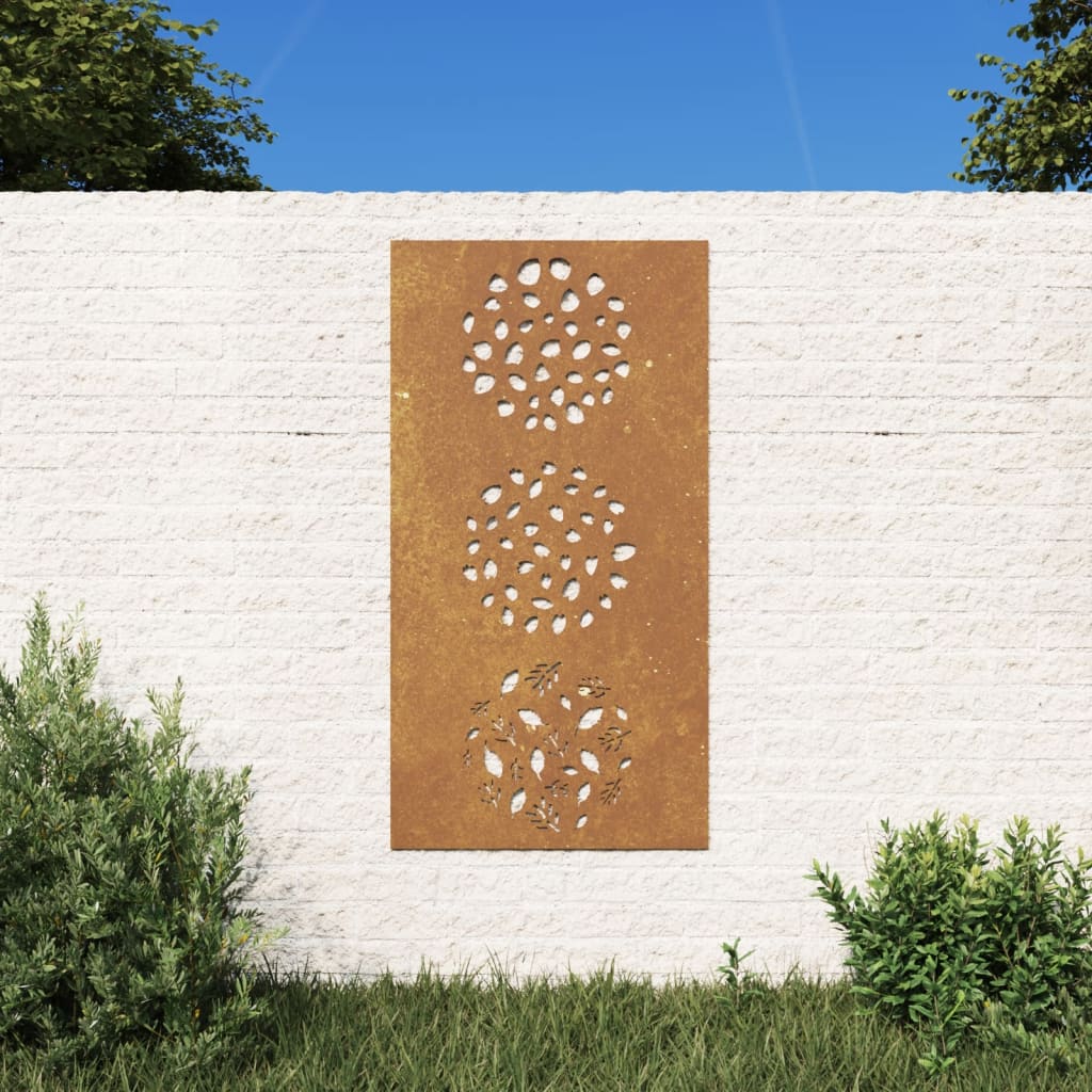 Décoration murale jardin 105x55 cm acier corten design feuille - XIOS