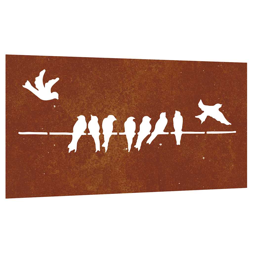 Décoration murale jardin 105x55 cm acier corten design d'oiseau
