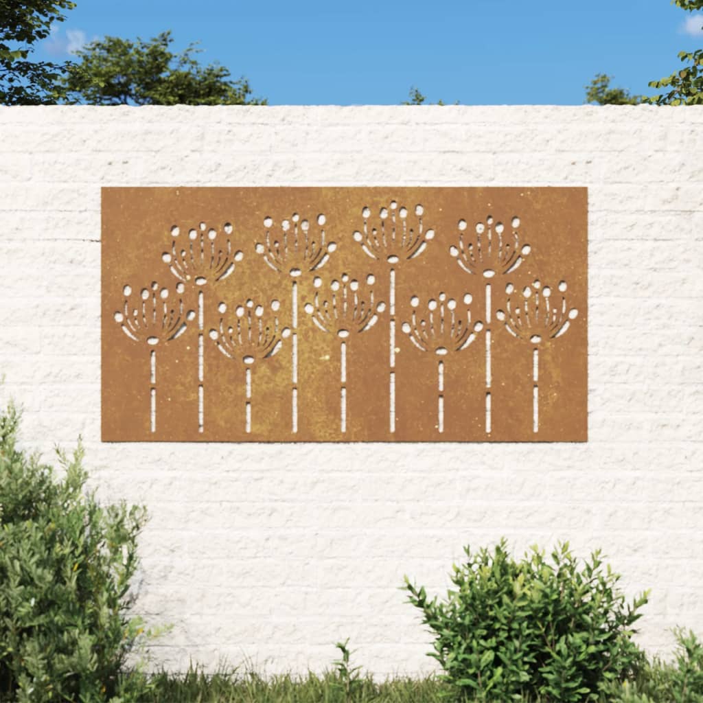 Décoration murale jardin 105x55 cm acier corten design de fleur - XIOS