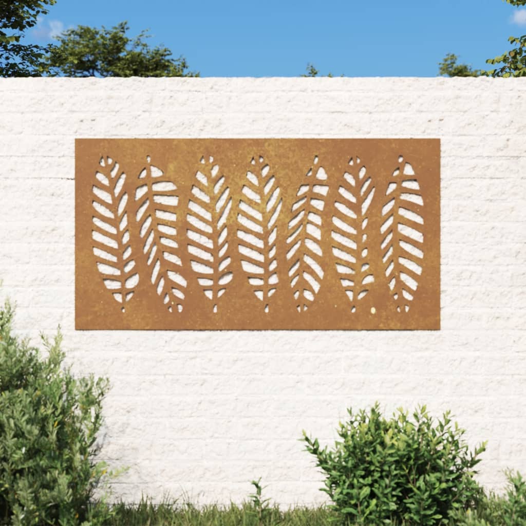 Décoration murale jardin 105x55 cm acier corten design feuille - XIOS