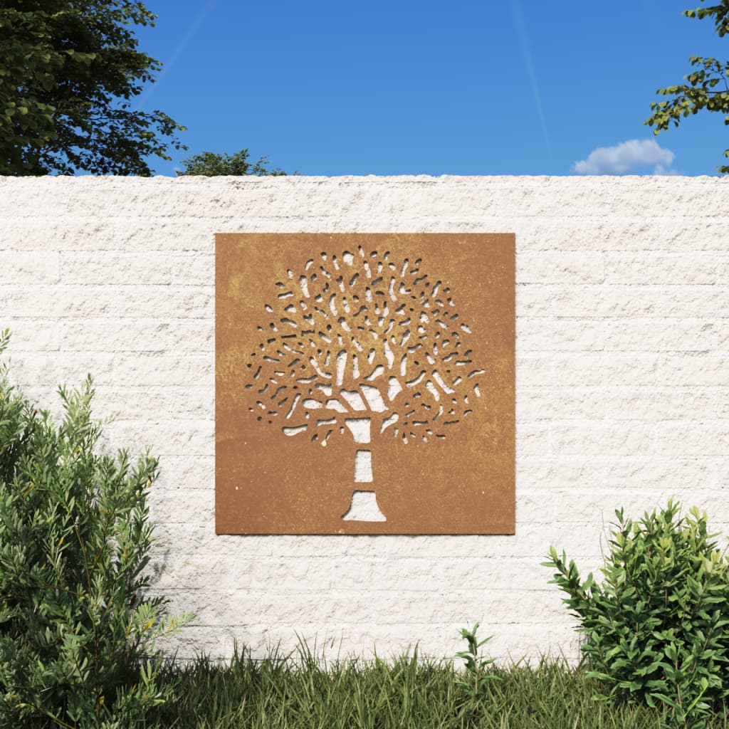 Décoration murale jardin 55x55 cm acier corten design d'arbre - XIOS