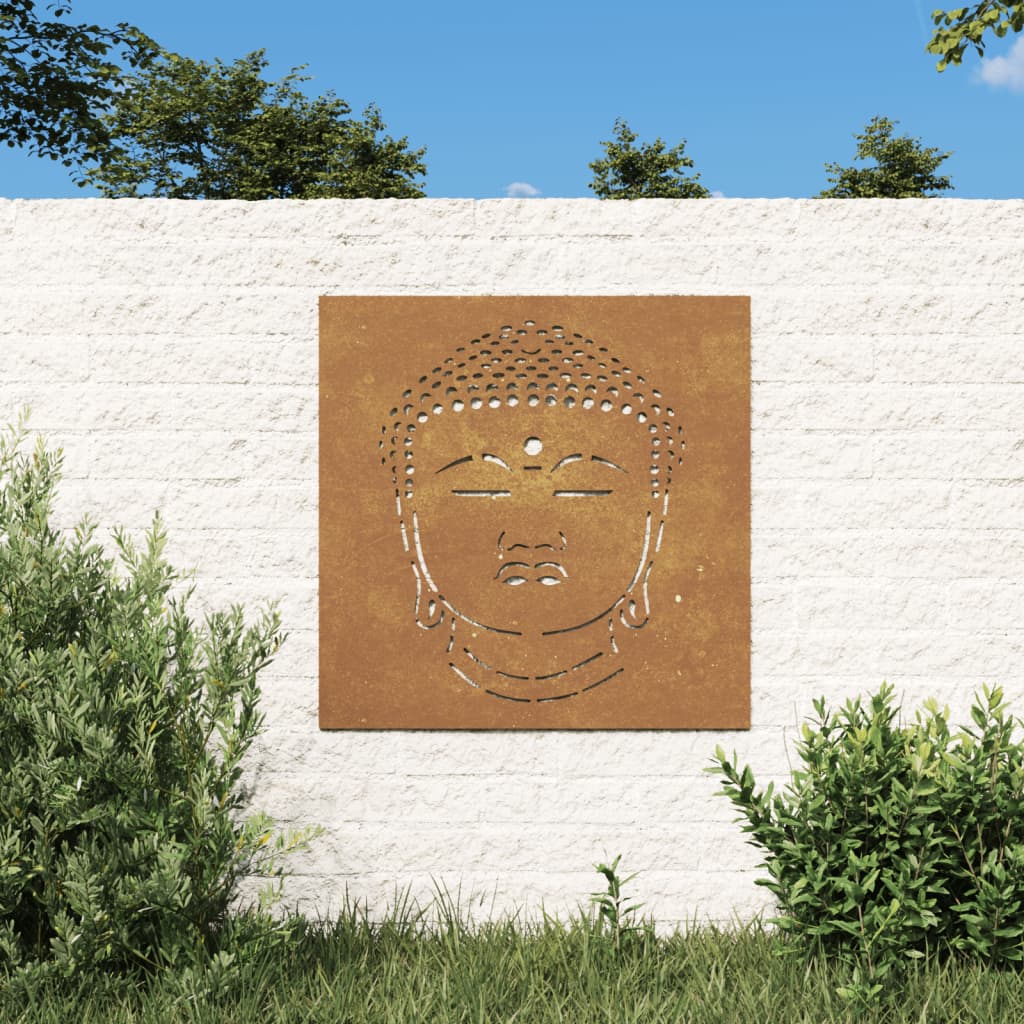 Décoration murale jardin 55x55 cm motif de tête de bouddha - XIOS