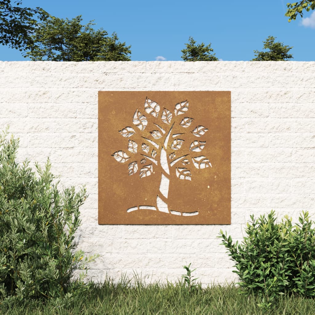 Décoration murale jardin 55x55 cm acier corten design d'arbre - XIOS